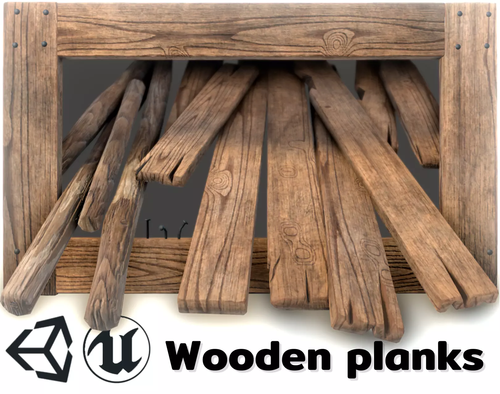 Wooden Planks Low-poly 3D model_0