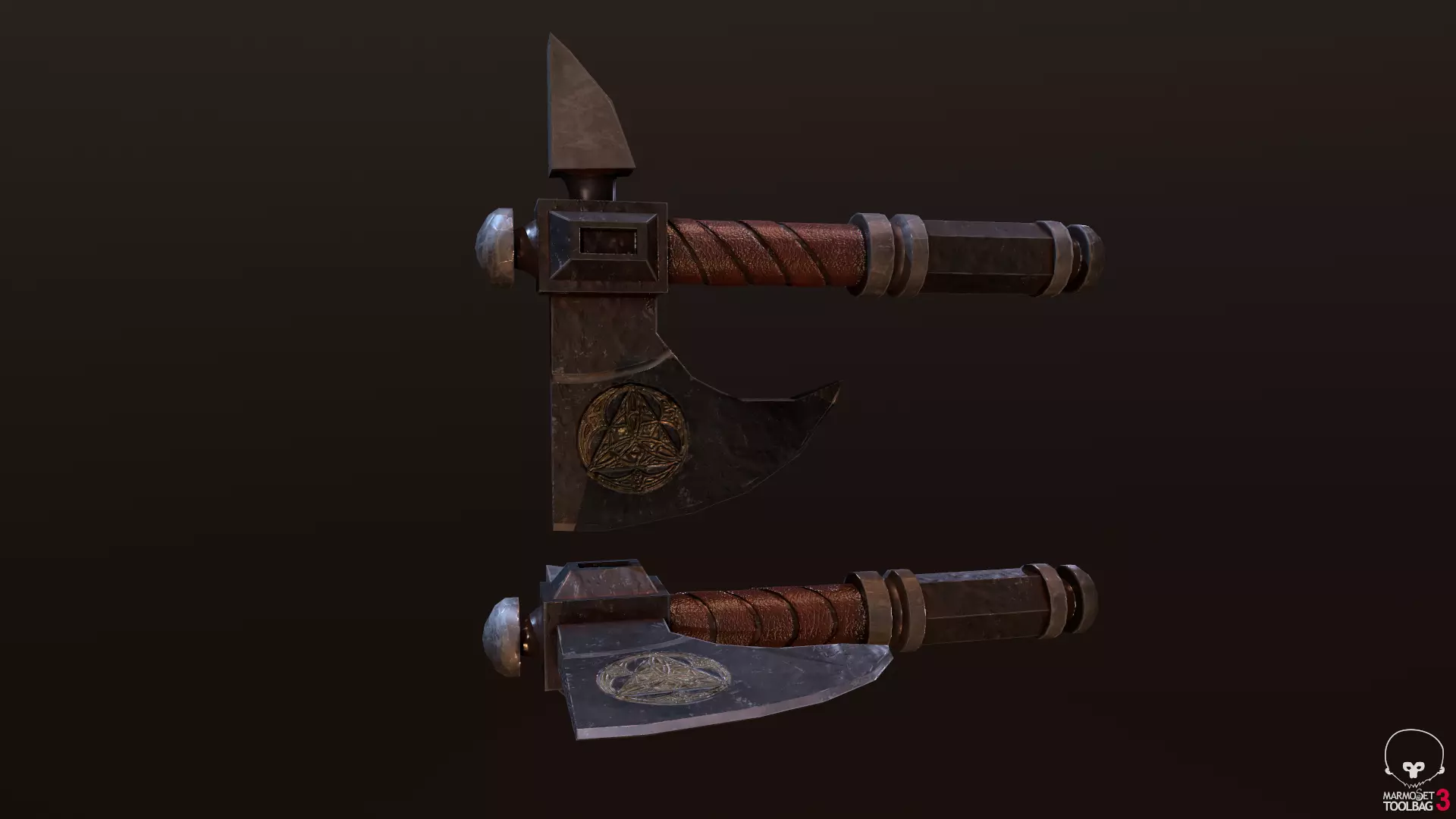 Simple Dwarf Axe Low-poly 3D model
