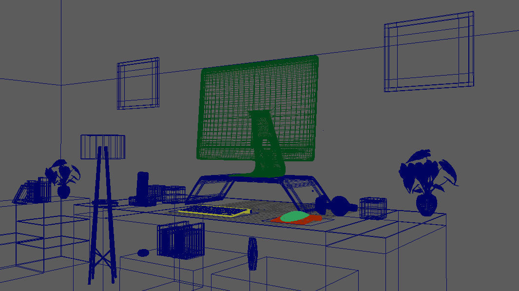 Beta48 desk with apple computer 3D model_2