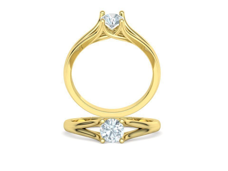 Solitaire Engagement ring Split Shank design 3dmodel  3D print model_2