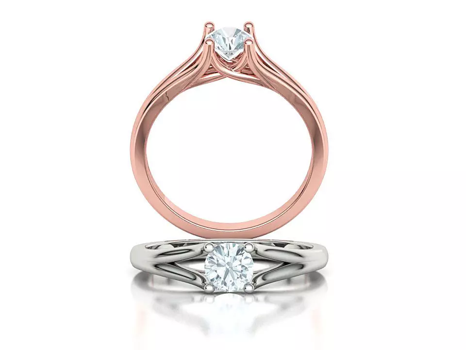 Solitaire Engagement ring Split Shank design 3dmodel  3D print model_0