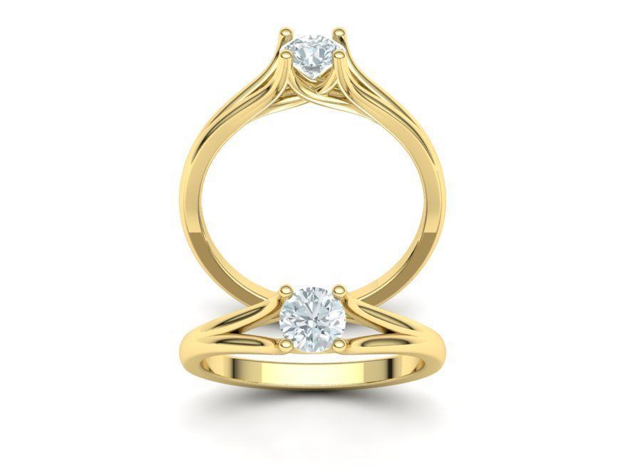 Solitaire Engagement ring Split Shank design 3dmodel  3D print model_13