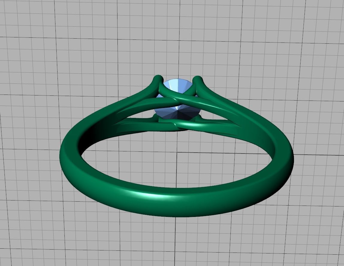 Solitaire Engagement ring Split Shank design 3dmodel  3D print model_30