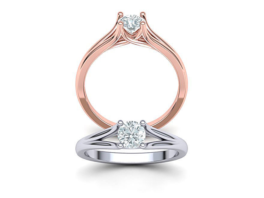 Solitaire Engagement ring Split Shank design 3dmodel  3D print model_10