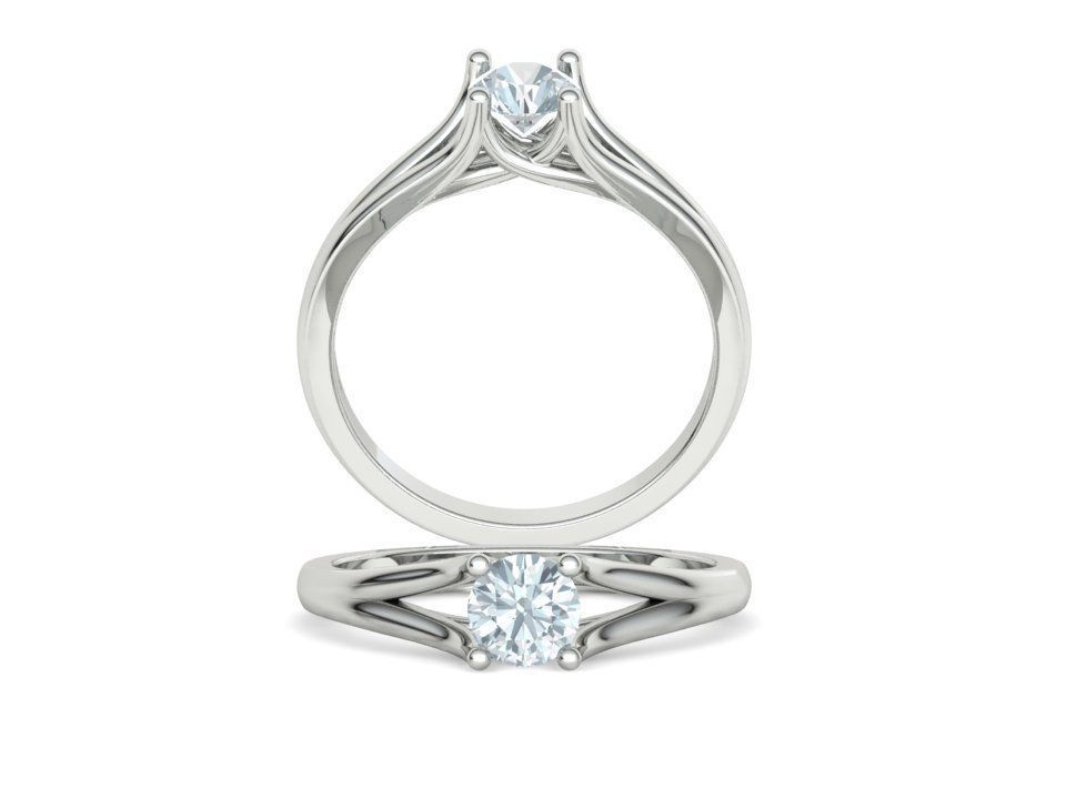 Solitaire Engagement ring Split Shank design 3dmodel  3D print model_3
