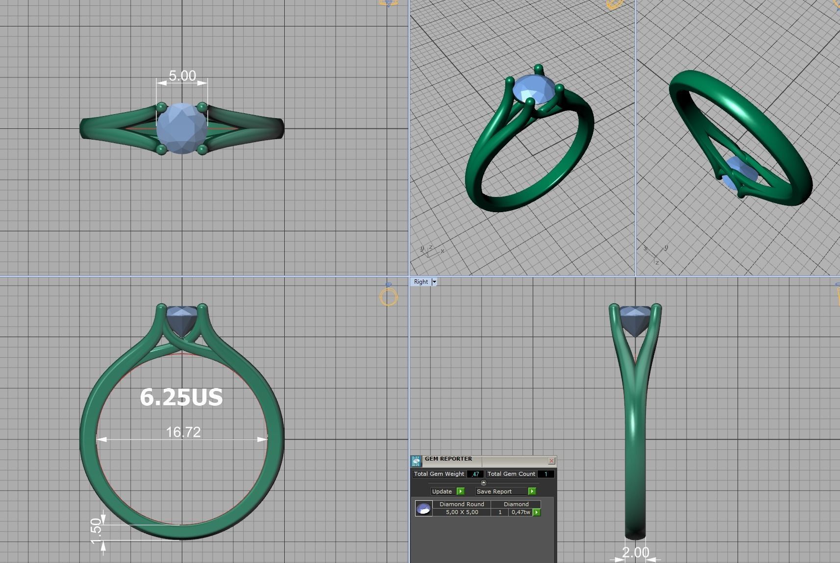 Solitaire Engagement ring Split Shank design 3dmodel  3D print model_14