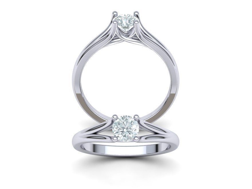 Solitaire Engagement ring Split Shank design 3dmodel  3D print model_11