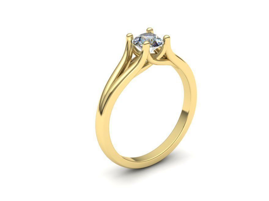 Solitaire Engagement ring Split Shank design 3dmodel  3D print model_18