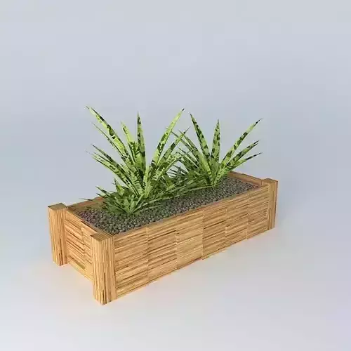 Flowerpot wooden planter with plants in it