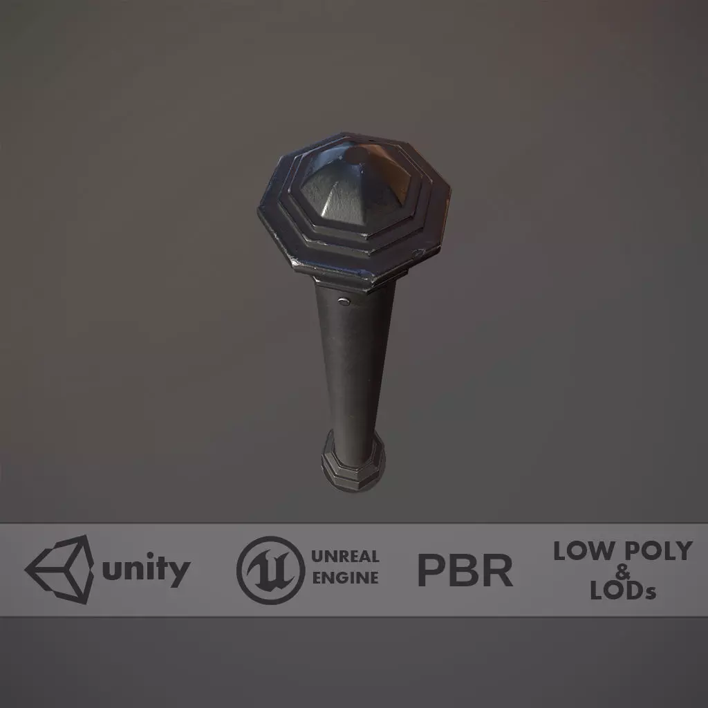 Barrier Bollard pack 3 Black v1 Low-poly 3D model_0