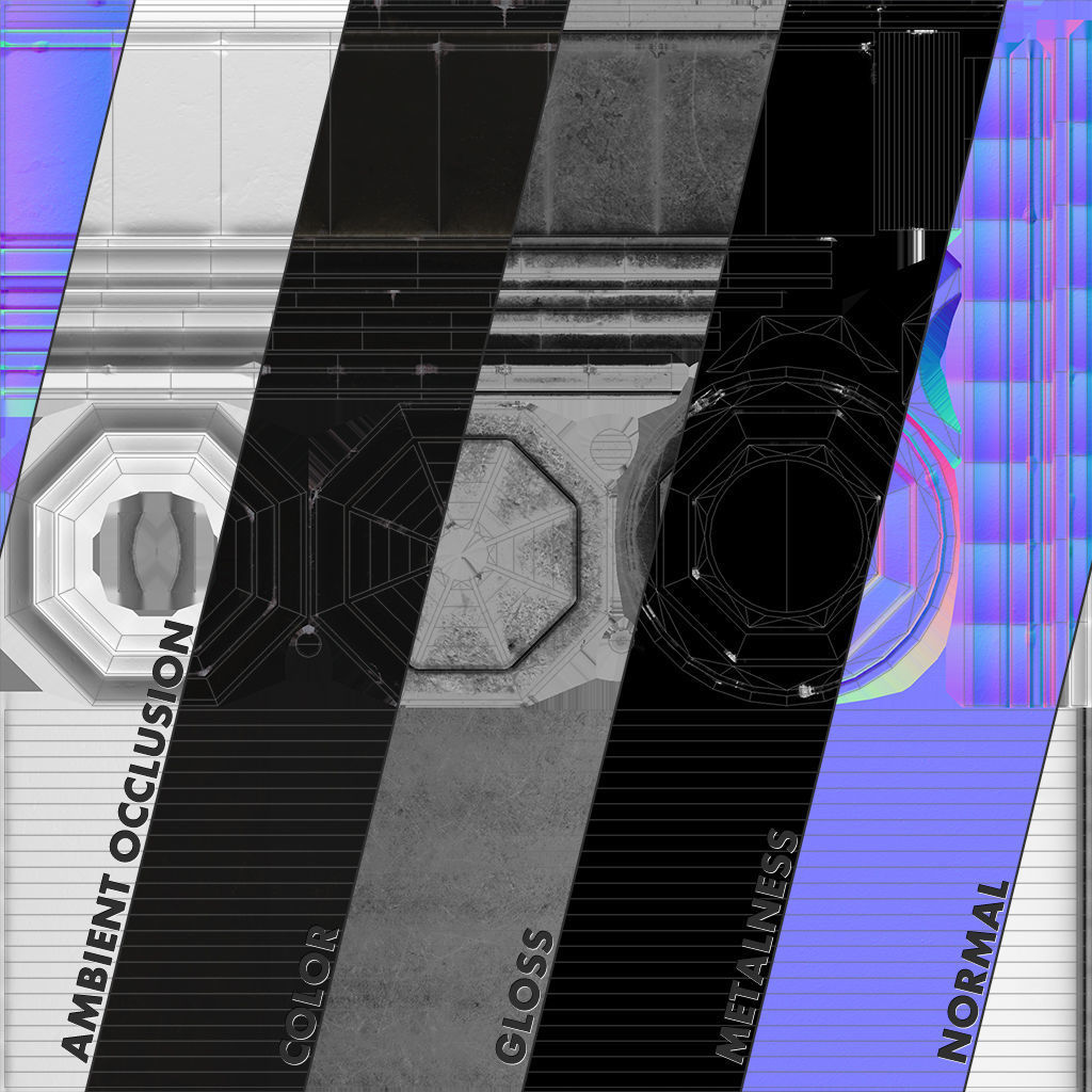 Barrier Bollard pack 3 Black v1 Low-poly 3D model_10