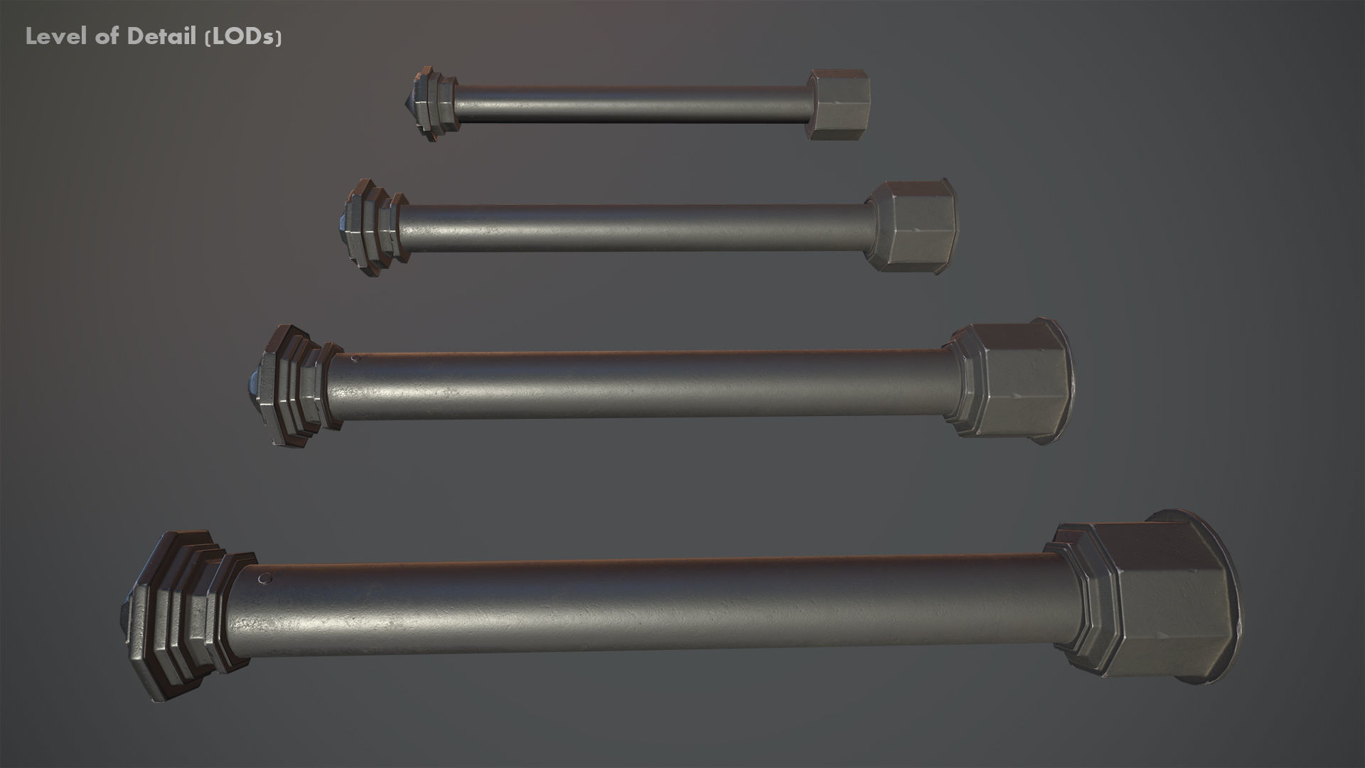 Barrier Bollard pack 3 Black v1 Low-poly 3D model_19