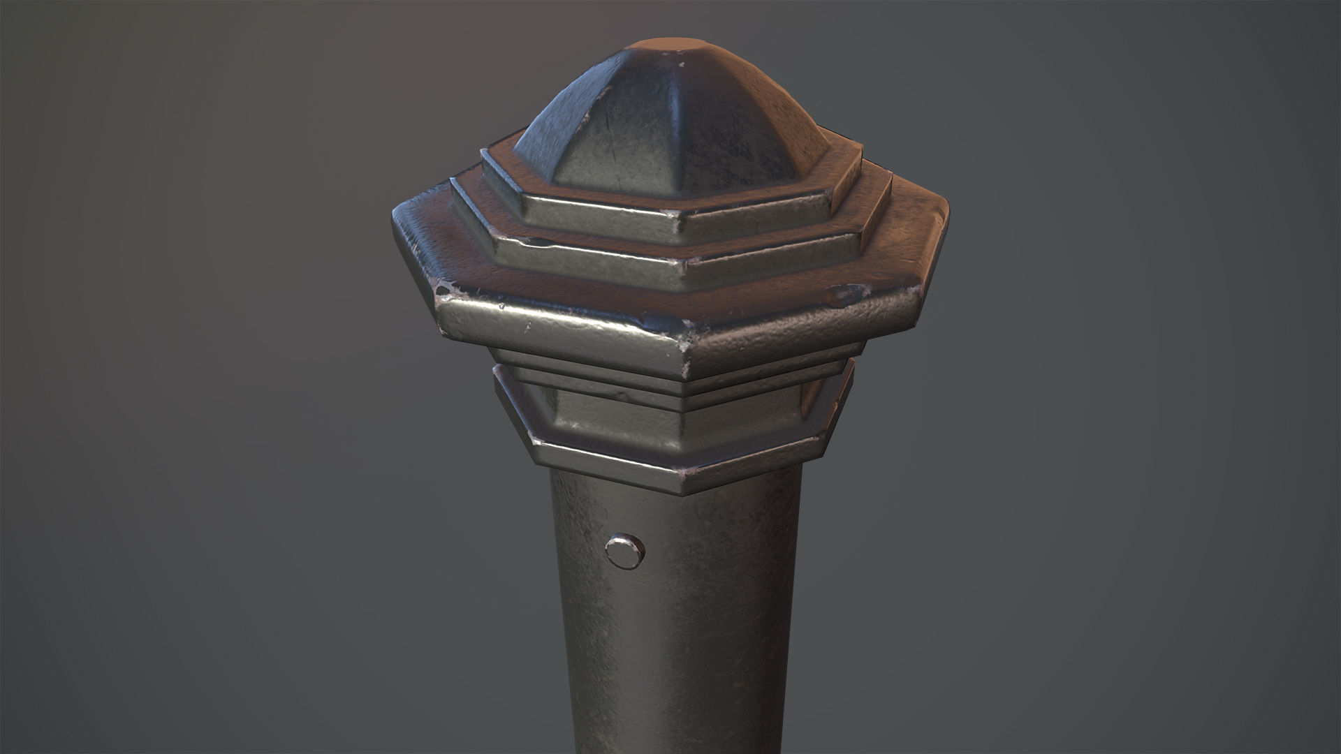 Barrier Bollard pack 3 Black v1 Low-poly 3D model_4