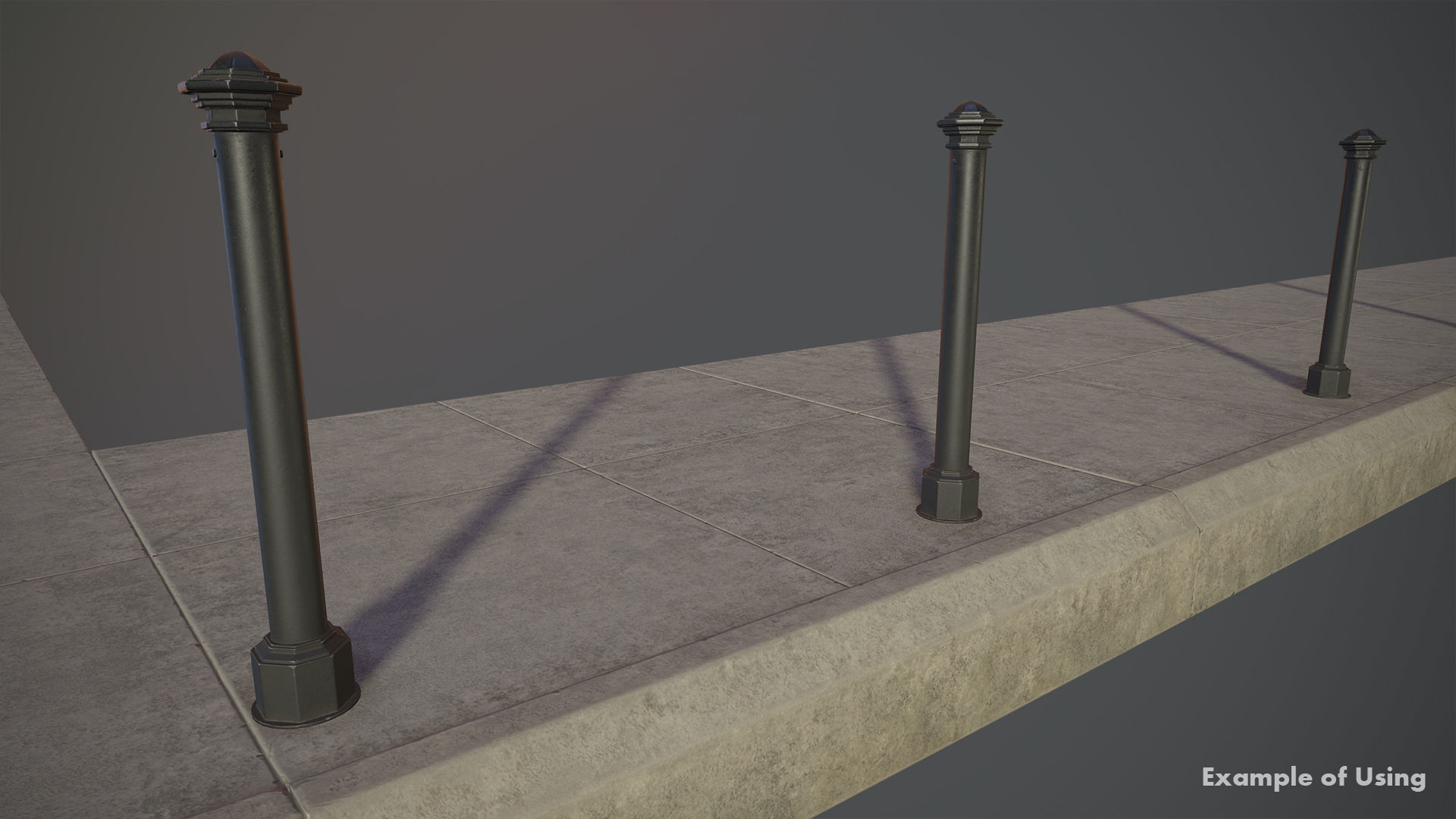 Barrier Bollard pack 3 Black v1 Low-poly 3D model_9