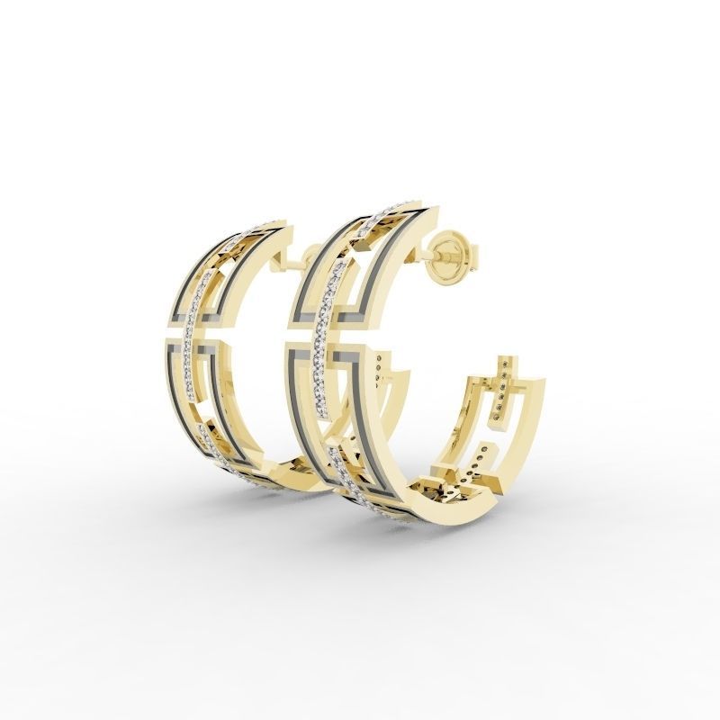 Gemeotric Earring Round 3D print model_1