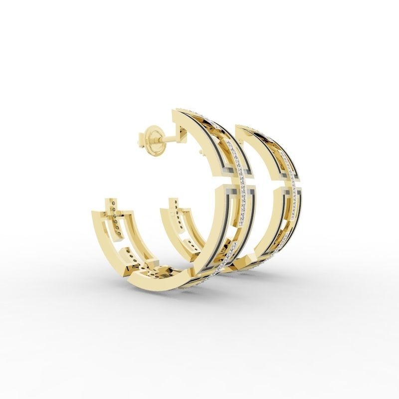 Gemeotric Earring Round 3D print model_3