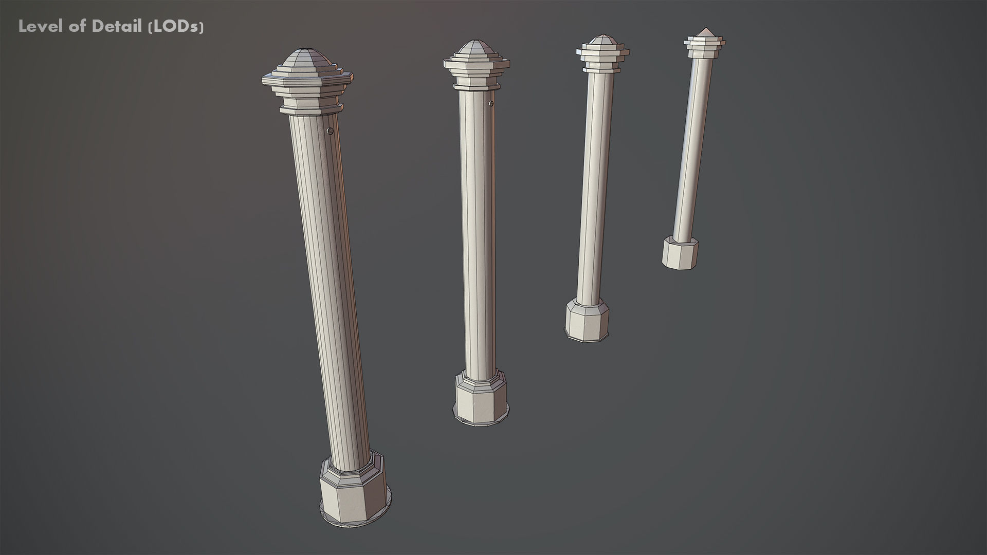 Barrier Bollard pack 3 Black v2 Low-poly 3D model_17