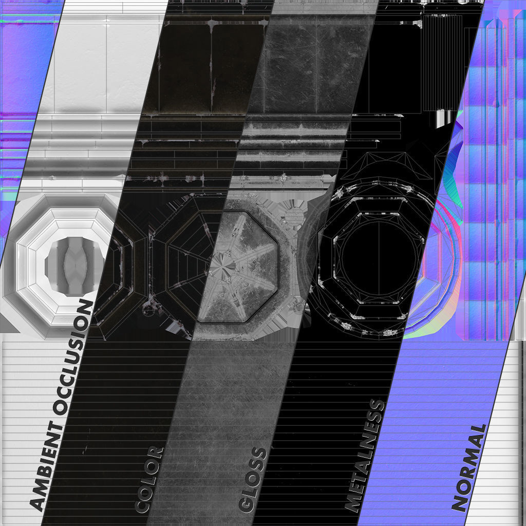 Barrier Bollard pack 3 Black v2 Low-poly 3D model_10