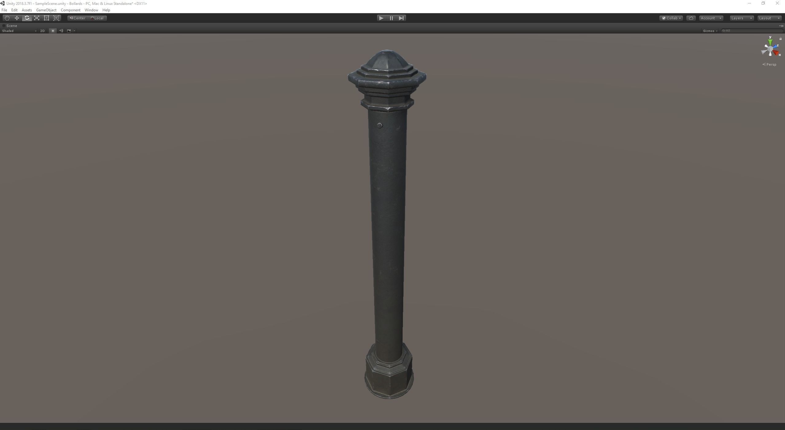 Barrier Bollard pack 3 Black v2 Low-poly 3D model_20