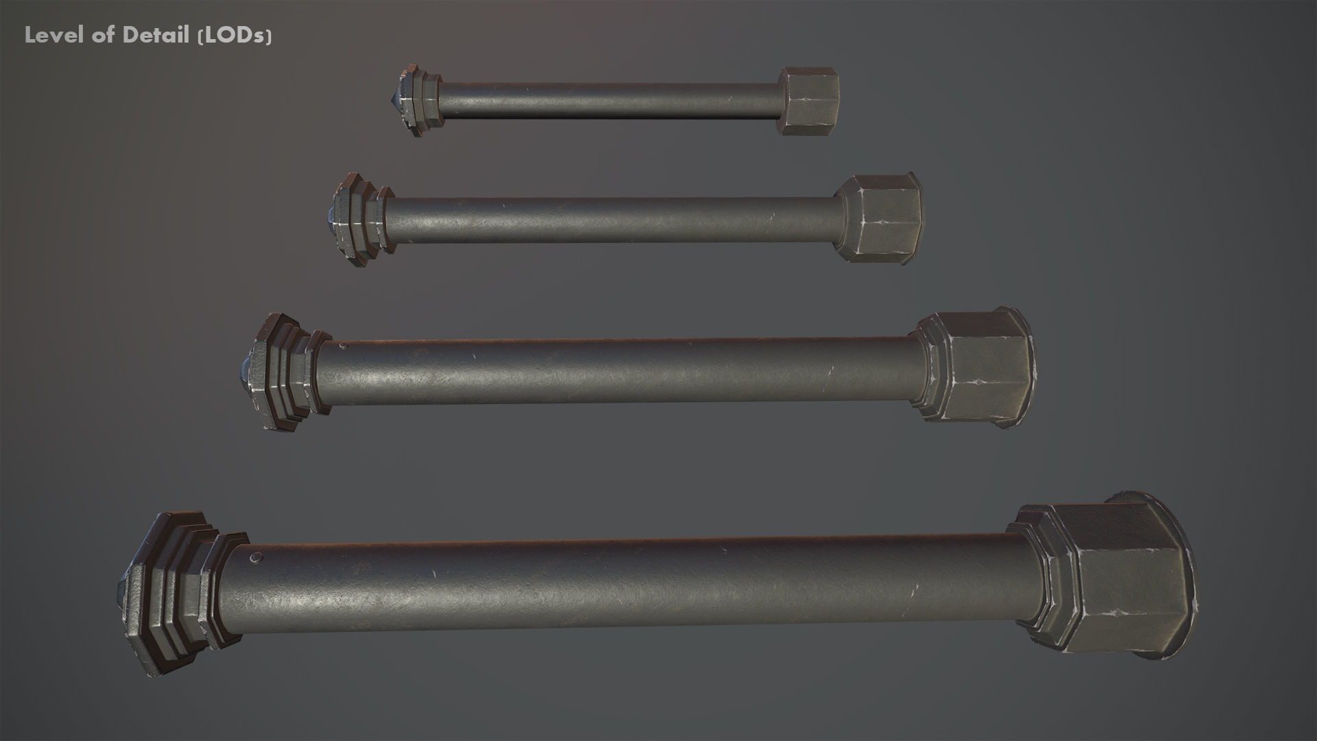 Barrier Bollard pack 3 Black v2 Low-poly 3D model_19