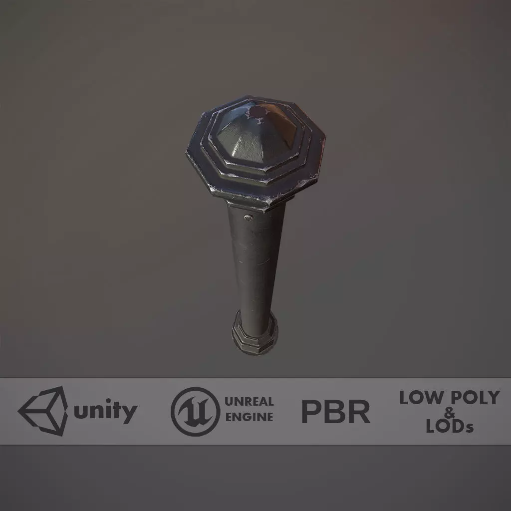 Barrier Bollard pack 3 Black v2 Low-poly 3D model_0