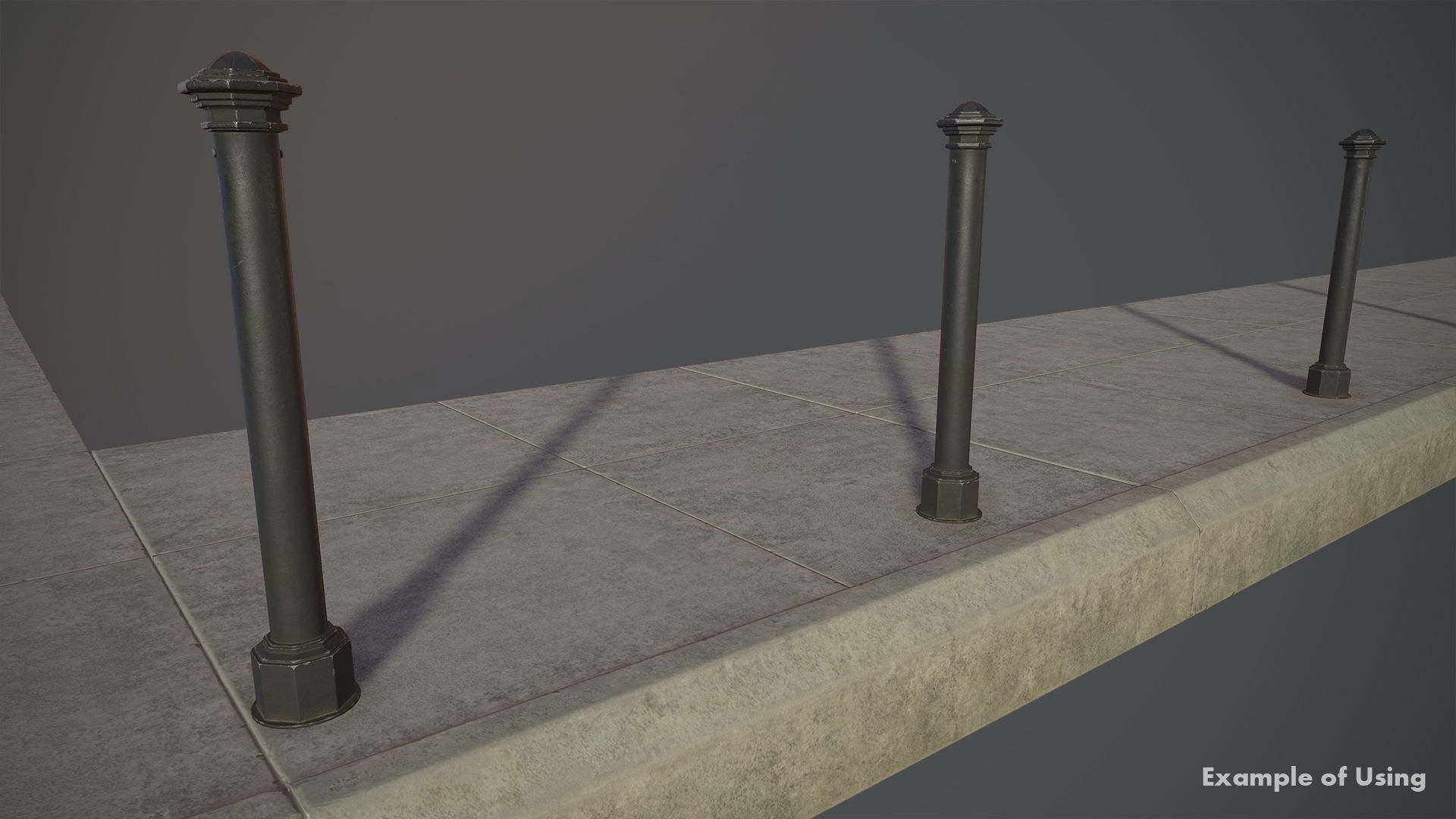 Barrier Bollard pack 3 Black v2 Low-poly 3D model_9