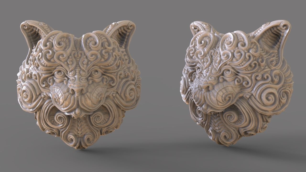 Decorative cat face 3D print model_4