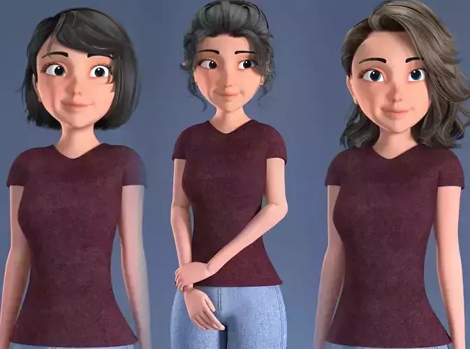 CARTOON WOMAN - MOM RIGGED 3D model
