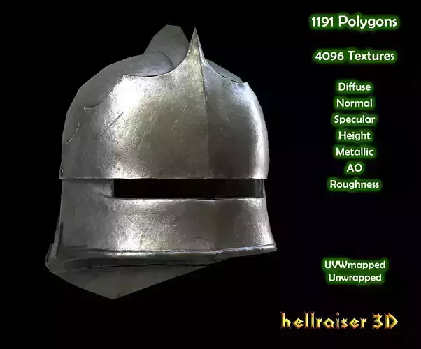 Sallet - Helmet - PBR - Textured Low-poly 3D model