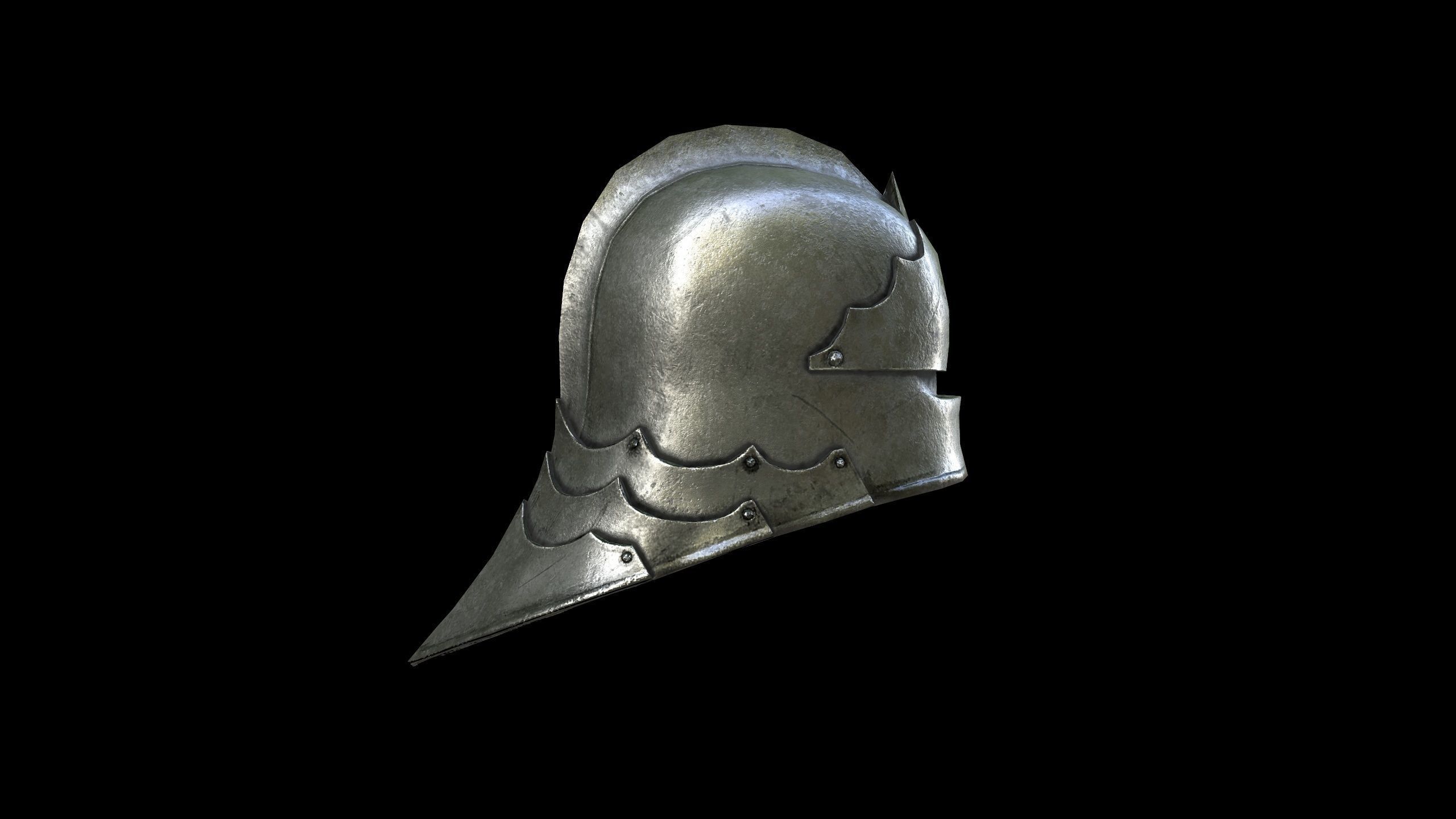 Sallet - Helmet - PBR - Textured Low-poly 3D model_5