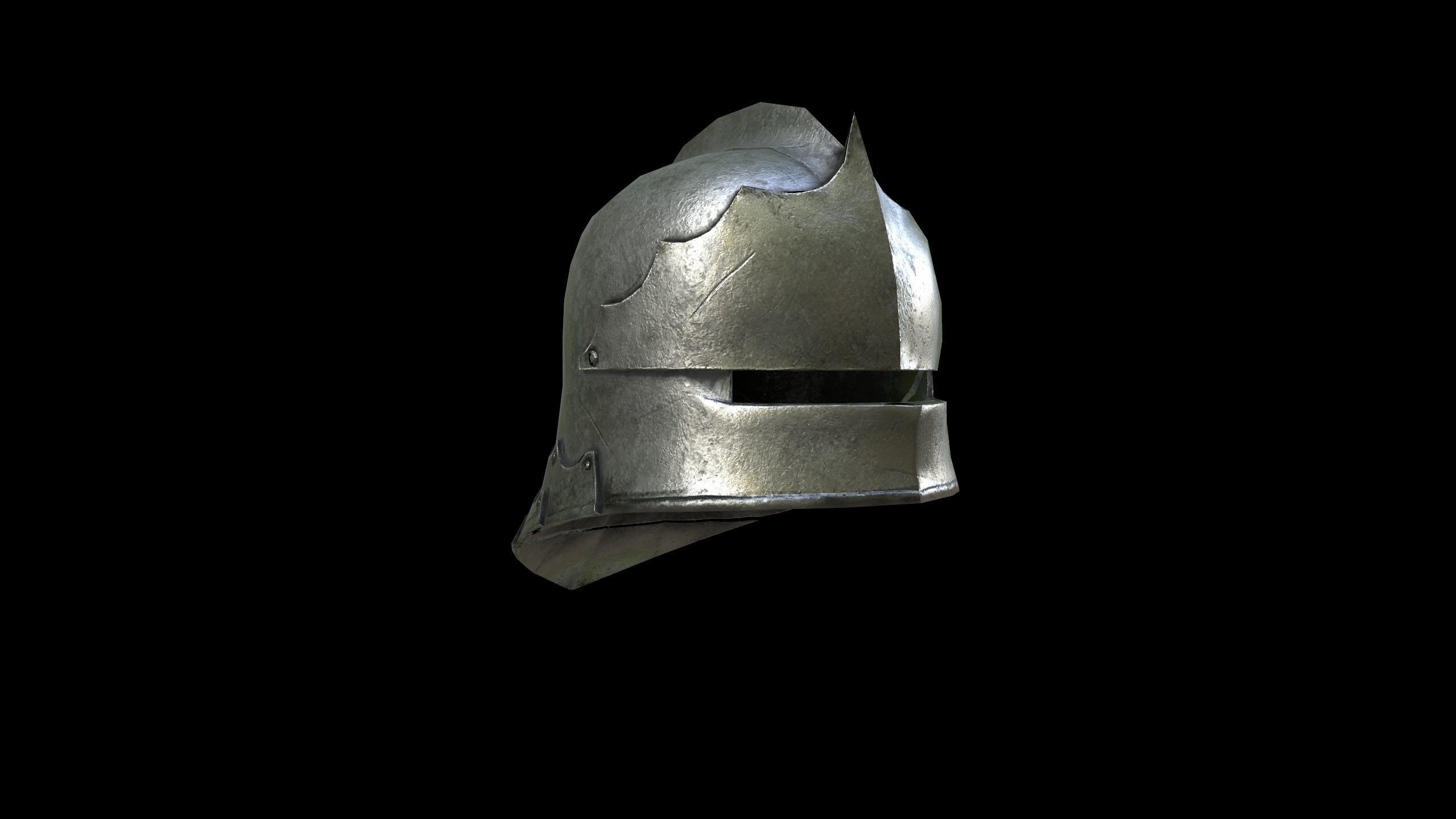 Sallet - Helmet - PBR - Textured Low-poly 3D model_3