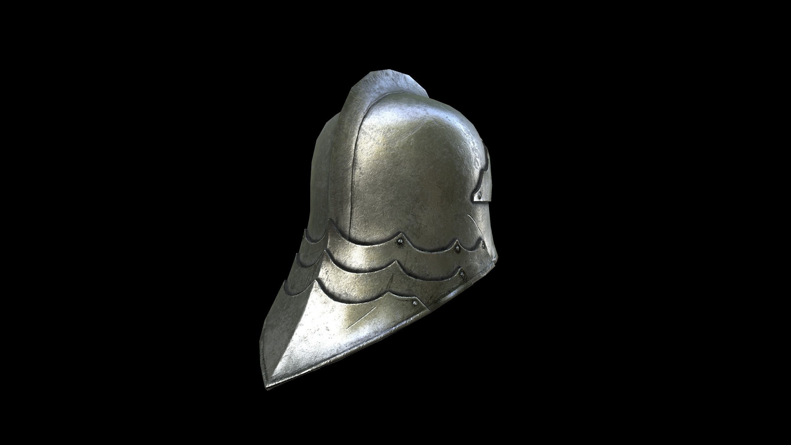 Sallet - Helmet - PBR - Textured Low-poly 3D model_6