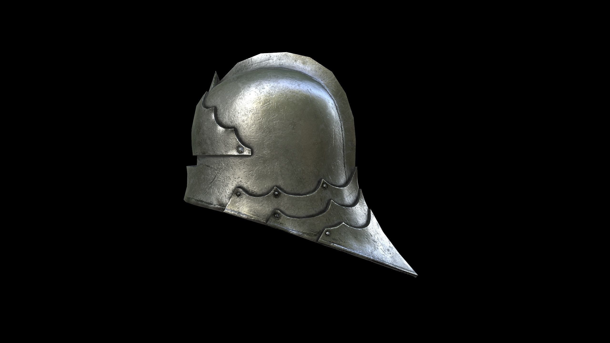 Sallet - Helmet - PBR - Textured Low-poly 3D model_9