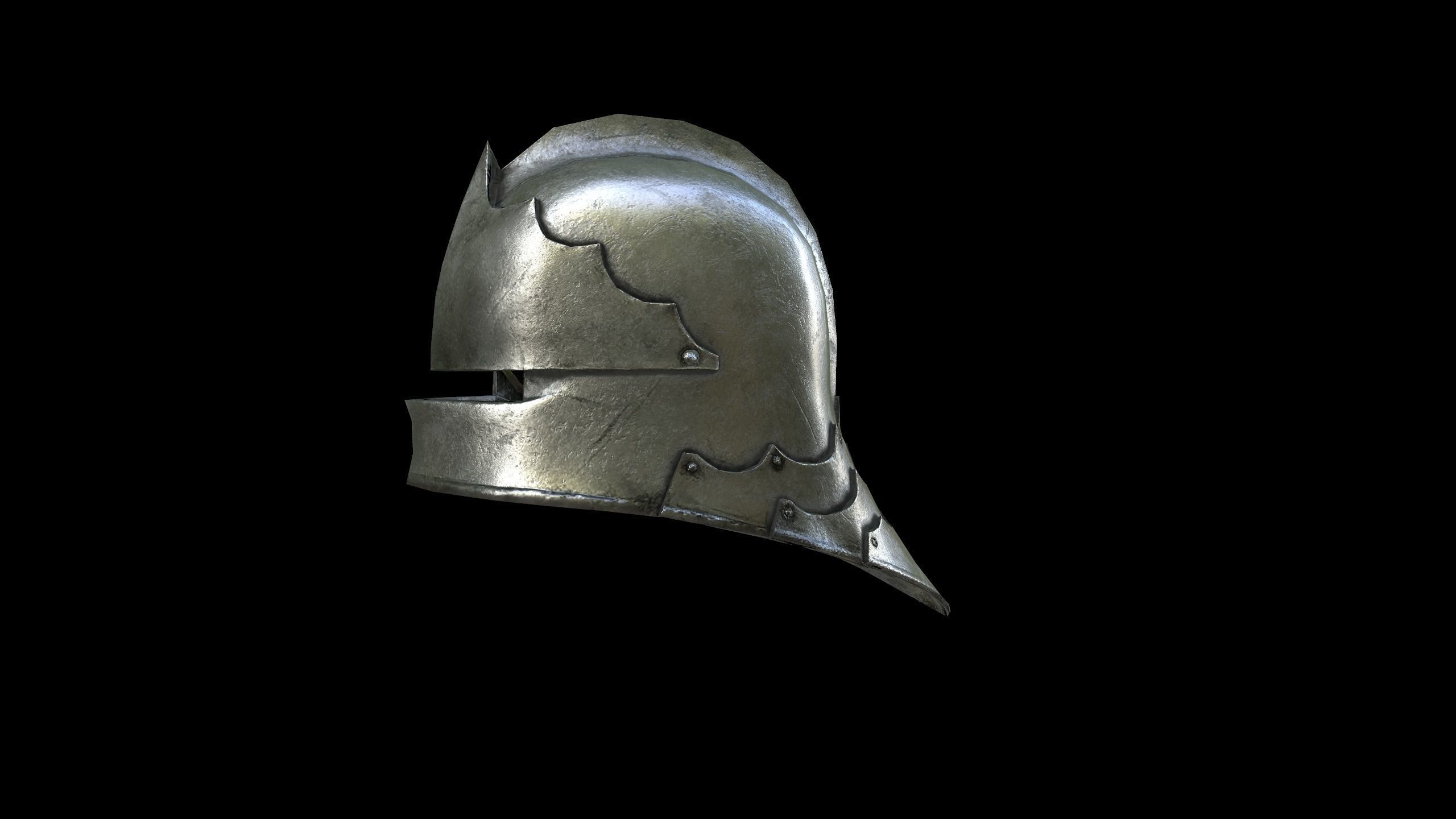 Sallet - Helmet - PBR - Textured Low-poly 3D model_10