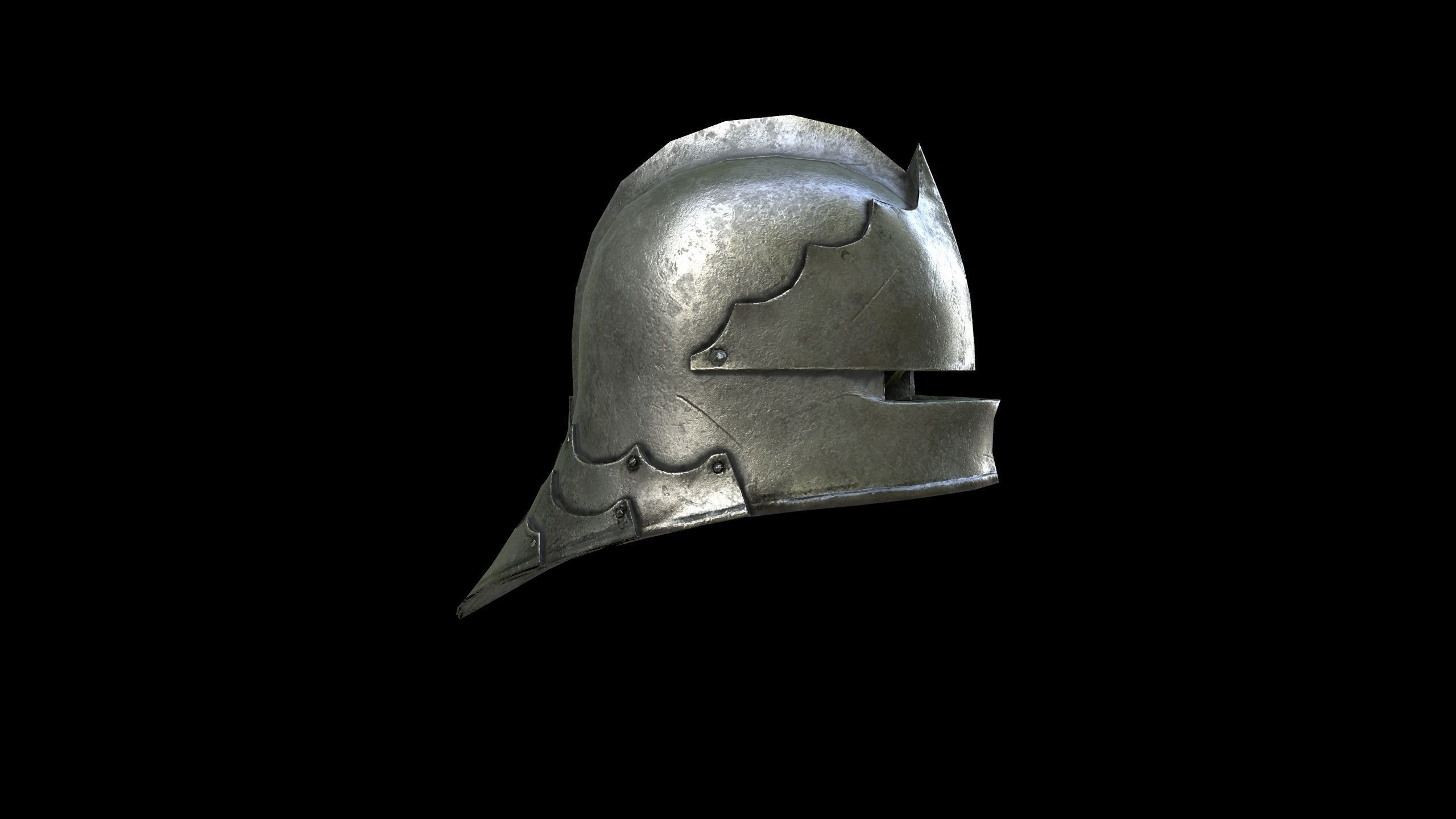 Sallet - Helmet - PBR - Textured Low-poly 3D model_4