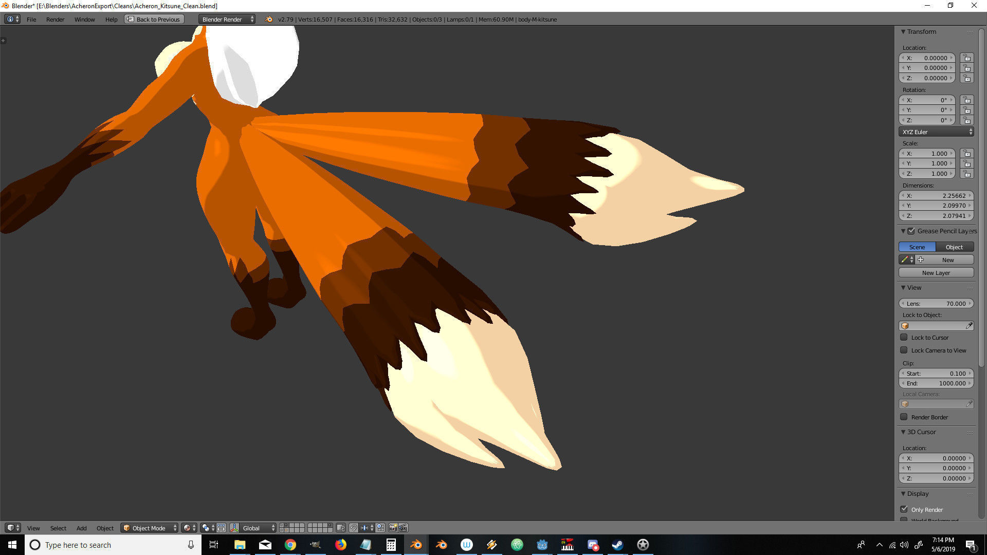 Acheron Kitsune Clean Low-poly 3D model_23