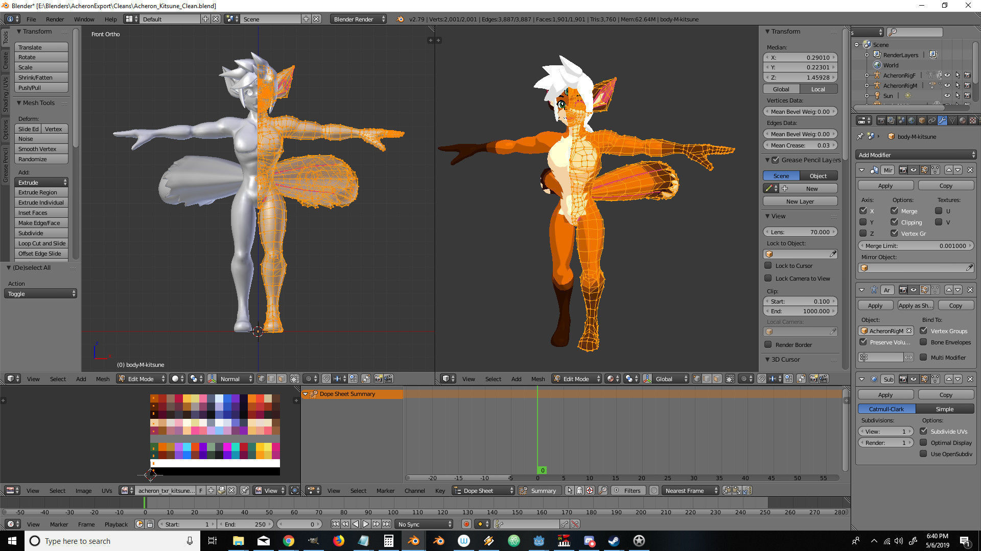 Acheron Kitsune Clean Low-poly 3D model_19