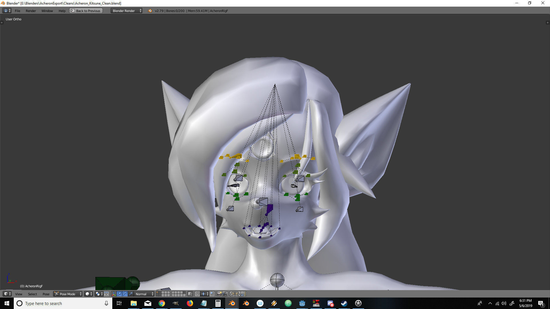 Acheron Kitsune Clean Low-poly 3D model_21