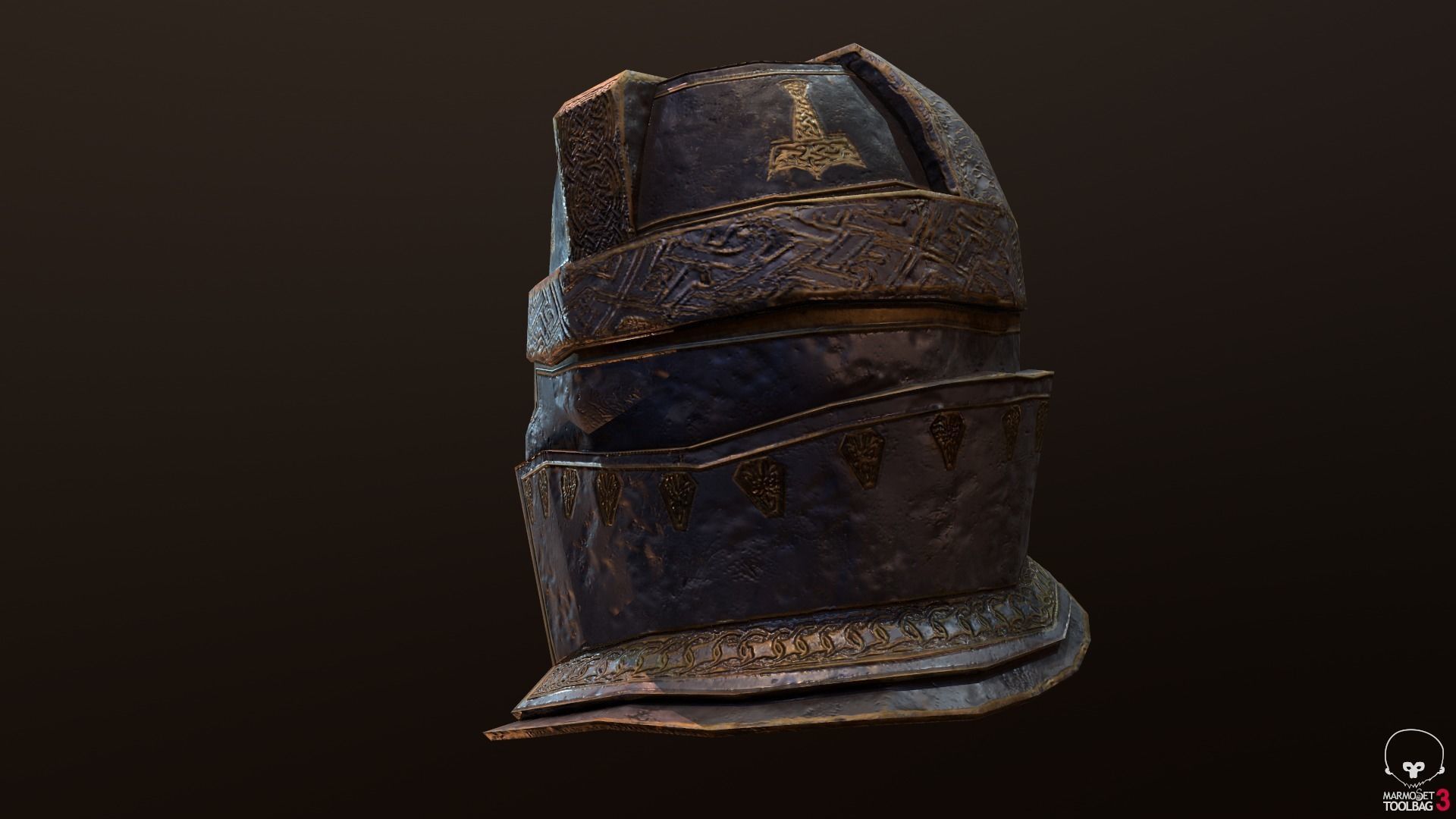 Dwarf Helmet Low-poly 3D model_4