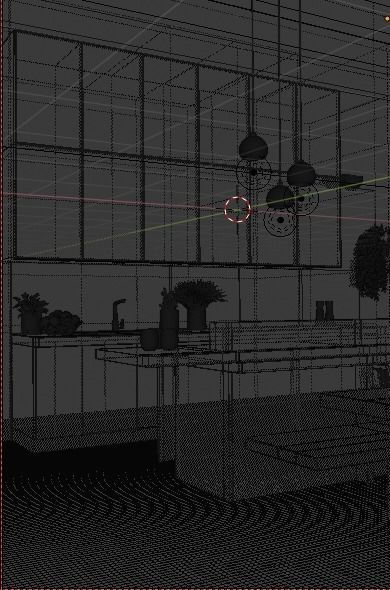 kitchen modern with wood cabinets 3D model_2