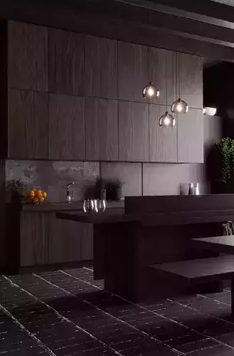 kitchen modern with wood cabinets