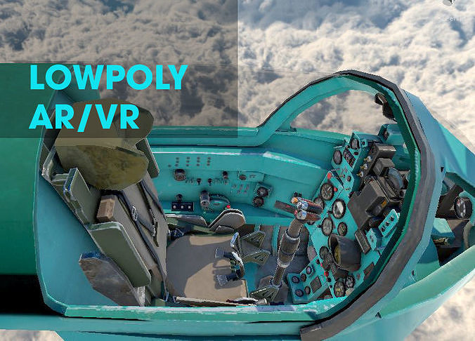 Mig21 Cockpit 3D Lowpoly AR - VR - PBR for apps and games Low-poly 3D model