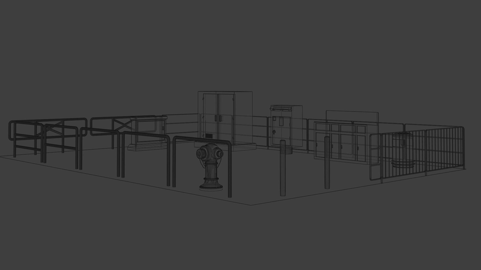 Hong Kong City street environment items 3D models Bundle Part 1  Low-poly 3D model_3