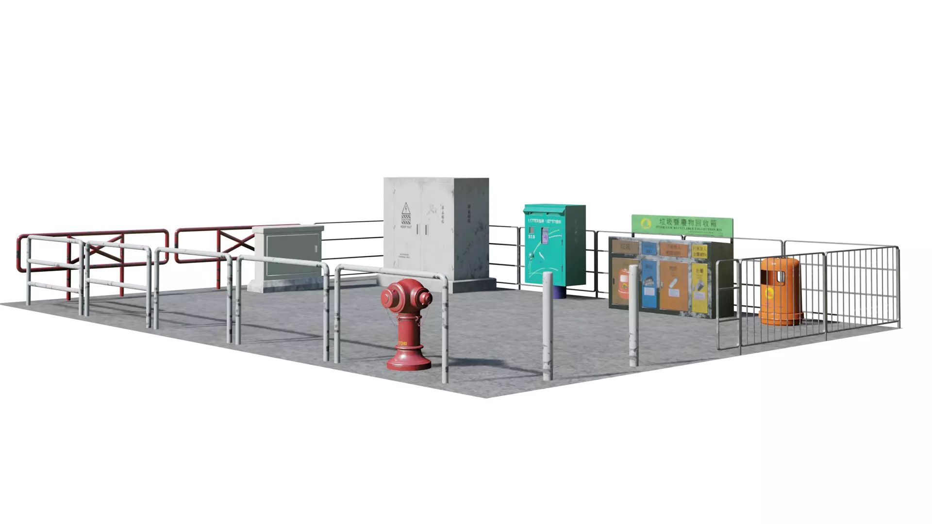 Hong Kong City street environment items 3D models Bundle Part 1  Low-poly 3D model_0