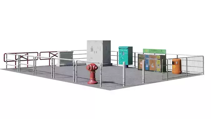 Hong Kong City street environment items 3D models Bundle Part 1 