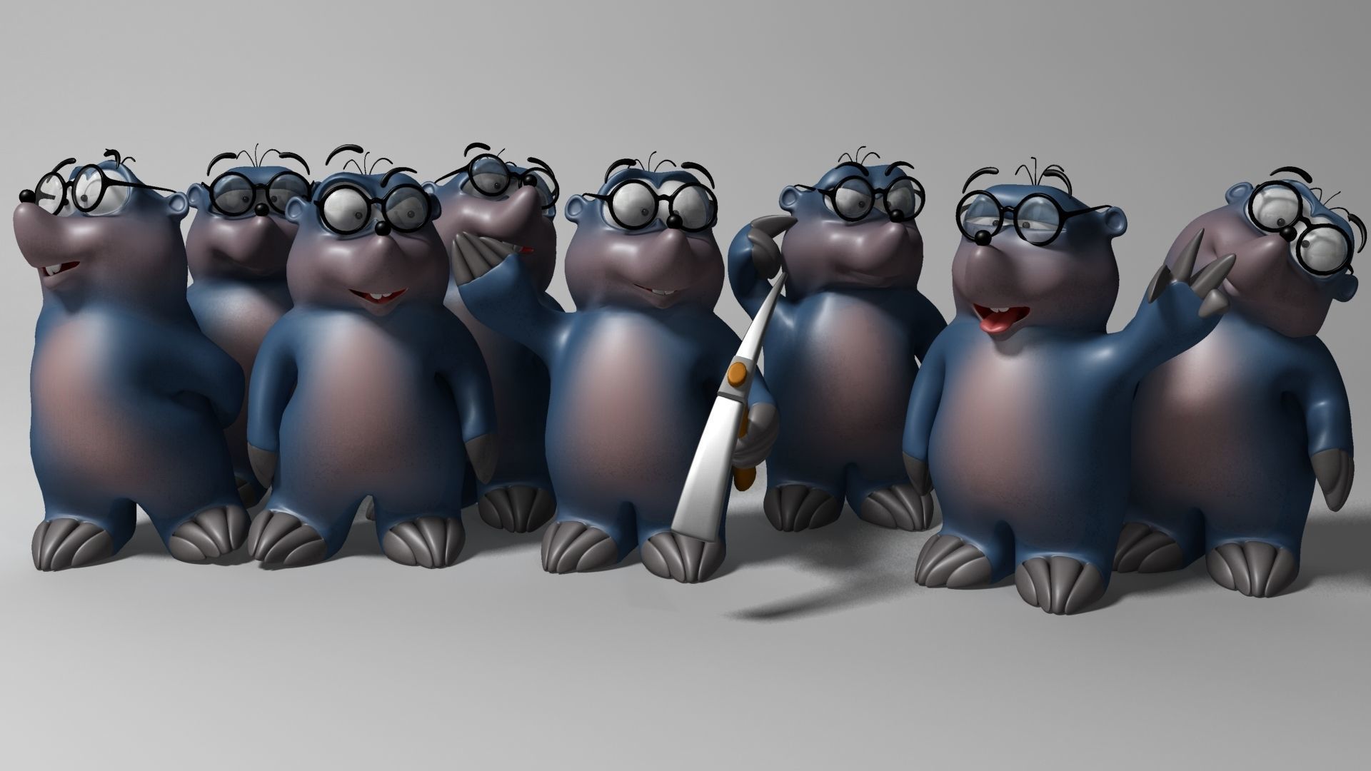 Cartoon mole rigged Low-poly 3D model_1