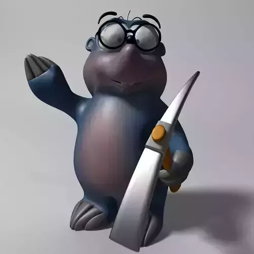 Cartoon mole rigged Low-poly 3D model