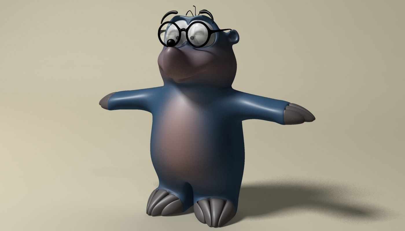 Cartoon mole rigged Low-poly 3D model_3