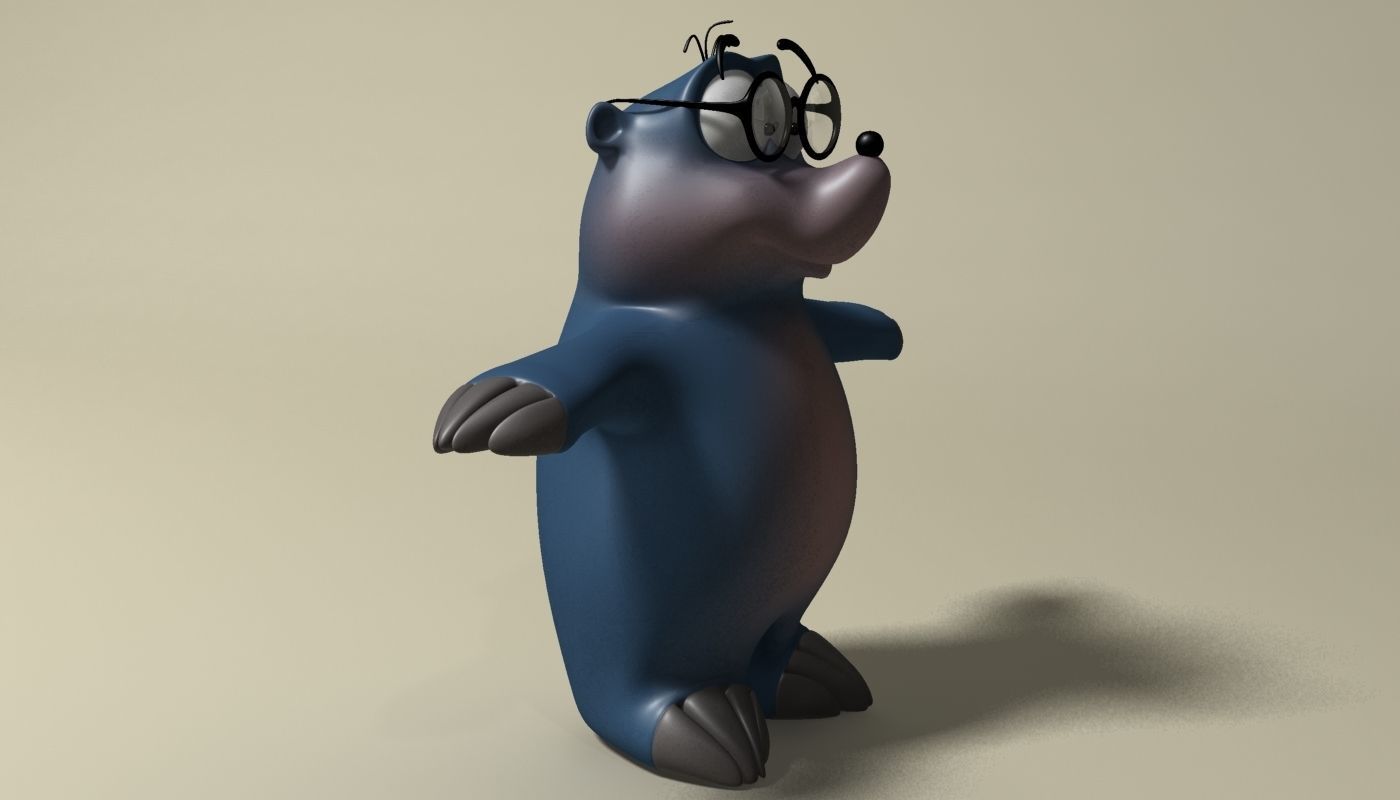 Cartoon mole rigged Low-poly 3D model_4