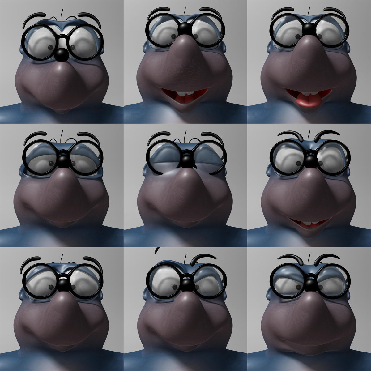 Cartoon mole rigged Low-poly 3D model_10